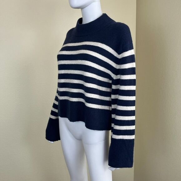 J Crew Women Size S Striped Chunky Crewneck Sweater Supersoft Yarn Preppy Alpaca - Picture 9 of 15